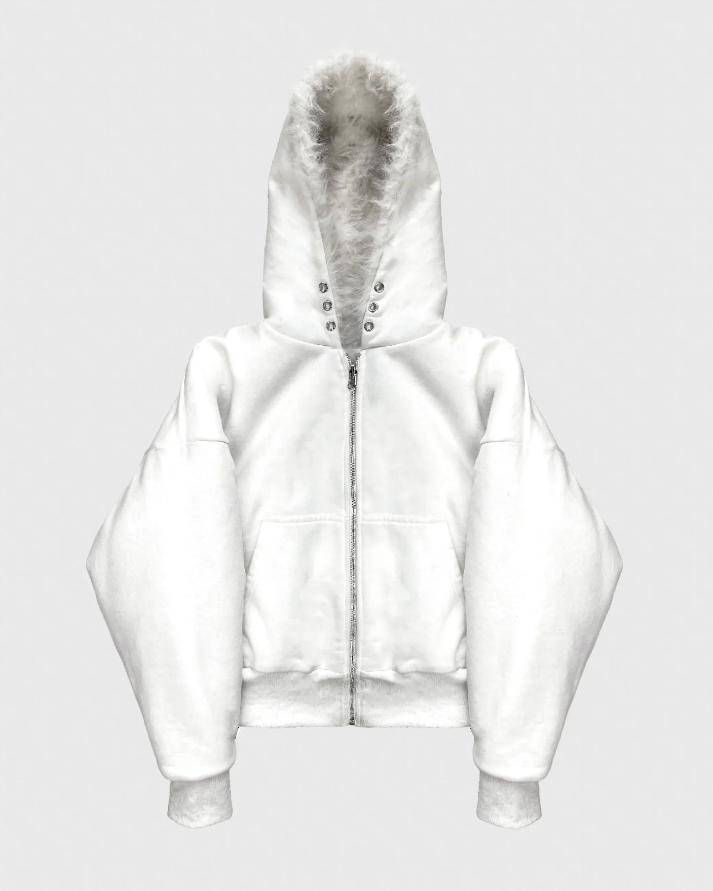 YETI FUR REVERSIBLE ZIP HOODIE JACKET