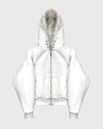 YETI FUR REVERSIBLE ZIP HOODIE JACKET