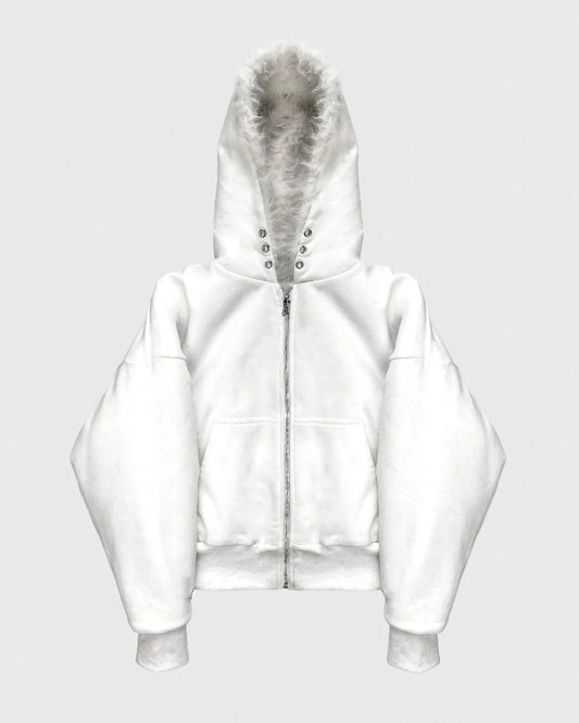 YETI FUR REVERSIBLE ZIP HOODIE JACKET